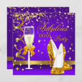 Paars Gold Fabulous Champagne Heels Birthday Kaart (Voorkant / Achterkant)