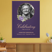 Paars Gold Floral Photo Funeral Welcome Sign. Canvas Afdruk (Insitu (Woonkamer))
