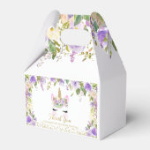 Paars Gold Floral Unicorn Birthday Favor Box Bedankdoosjes (Achterkant)