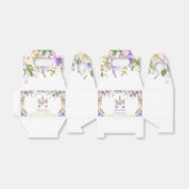 Paars Gold Floral Unicorn Birthday Favor Box Bedankdoosjes (Uitgevouwen)