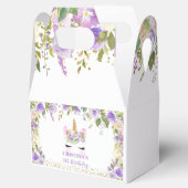Paars Gold Floral Unicorn Birthday Favor Box Bedankdoosjes (Geopend)