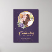 Paars Gold Floral - Welkomstteken Canvas Afdruk (Voorkant)