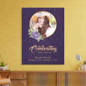 Paars Gold Floral - Welkomstteken Canvas Afdruk (Insitu (Woonkamer))