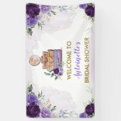 Paars Gold Flower Travel Vrijgezellenfeest Welkom Spandoek (Verticaal)