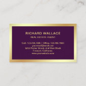 Paars Gold Foil Home Logo Real Estate Agent Visitekaartje (Achterkant)