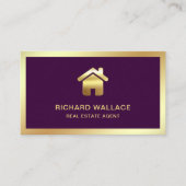 Paars Gold Foil Home Logo Real Estate Agent Visitekaartje (Voorkant)