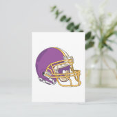 Paars Gold Football Helmet Briefkaart (Staand voorkant)