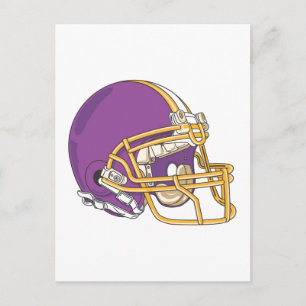 Paars Gold Football Helmet Briefkaart