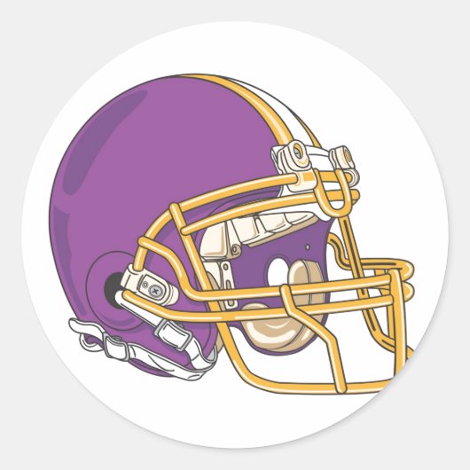 Paars Gold Football Helmet Ronde Sticker (Voorkant)