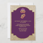 Paars Gold Glam Sweet 16 uitnodiging (Achterkant)