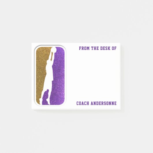 Paars Gold Glitter Basketball Coach Sport Post-it® Notes (Voorkant)