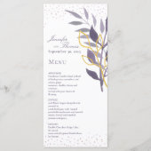 Paars Gold Glitter Botanical Wedding Menu (Voorkant)