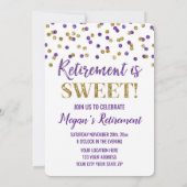 Paars Gold Glitter Confetti Retirement Party Kaart (Achterkant)