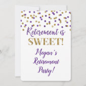 Paars Gold Glitter Confetti Retirement Party Kaart (Voorkant)