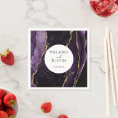 Paars Gold Glitter Marble Wedding Napkins Servet (Insitu)