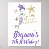 Paars Gold Glitter Mermaid Birthday Welkom Poster (Voorkant)