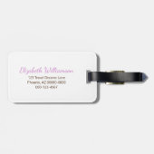 Paars Gold Glitter Monogram Aangepast orchidee Fot Bagagelabel (Achterkant horizontaal)