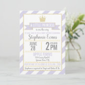 Paars Gold Glitter Princess Baby shower Invite Kaart (Staand voorkant)