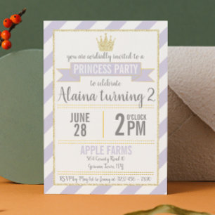 Paars Gold Glitter Princess Birthday Uitnodiging