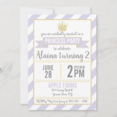 Paars Gold Glitter Princess Birthday Uitnodiging (Voorkant)