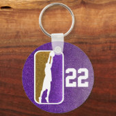 Paars Gold Glitter School Basketbalteam Sport Sleutelhanger (Voorkant)