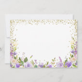 Paars Gold Glitter Unicorn Floral Foto van Birthda Kaart (Achterkant)
