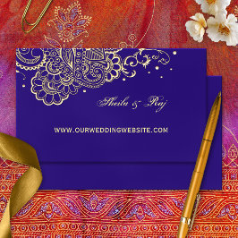 Paars Gold Henna Wedding Website Visitekaartje Informatiekaartje