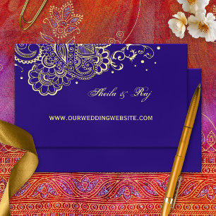 Paars Gold Henna Wedding Website Visitekaartje Informatiekaartje