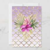 Paars Gold Hibiscus Floral Birthday Party Kaart (Achterkant)
