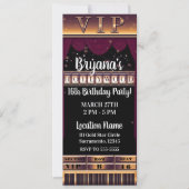 Paars Gold HOLLYWOOD Birthday Party VIP Ticket Kaart (Voorkant)