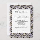 Paars Gold Leopard Print Baby shower Kaart (Voorkant)