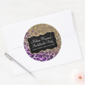 Paars Gold leopard proefdier afdrukken Glitter Kij Ronde Sticker (Envelop)