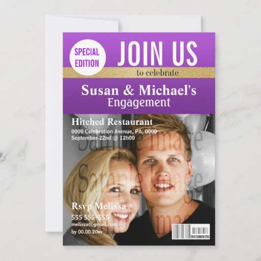 Paars Gold magazine verloving Kaart (Voorkant)