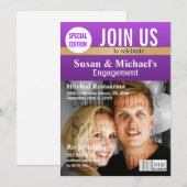 Paars Gold magazine verloving Kaart (Voorkant / Achterkant)