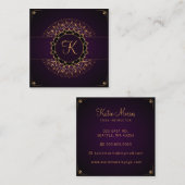 Paars Gold Mandala Elegant Yoga Instructor Vierkante Visitekaartje (Voorkant / Achterkant)