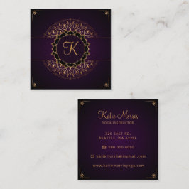 Paars Gold Mandala Elegant Yoga Instructor Vierkante Visitekaartje