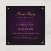 Paars Gold Mandala Elegant Yoga Instructor Vierkante Visitekaartje (Achterkant)