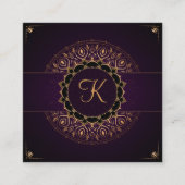 Paars Gold Mandala Elegant Yoga Instructor Vierkante Visitekaartje (Voorkant)