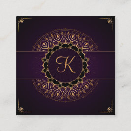 Paars Gold Mandala Elegant Yoga Instructor Vierkante Visitekaartje