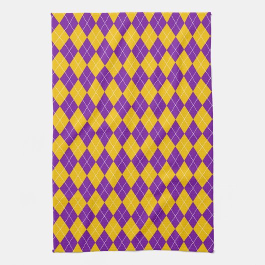PAARS GOLD MARDI GRAS DIAMOND PATTERN THEEDOEK (Verticaal)