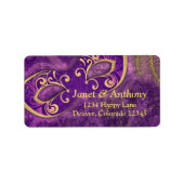Paars Gold Masquerade Weddenlabel Etiket (Voorkant)