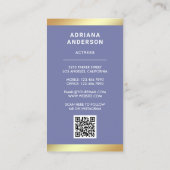 Paars Gold Model Actress QR Code 2 Fotocollage Visitekaartje (Achterkant)