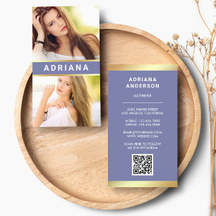 Paars Gold Model Actress QR Code 2 Fotocollage Visitekaartje