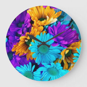 Paars Gold N Turquoise Daisies Grote Klok