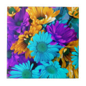 Paars Gold N Turquoise Daisies Tegeltje (Voorkant)