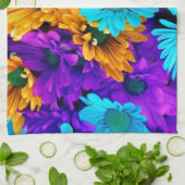 Paars Gold N Turquoise Daisies Theedoek (Gevouwen)