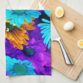 Paars Gold N Turquoise Daisies Theedoek (Quarter Fold)