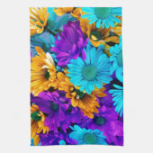 Paars Gold N Turquoise Daisies Theedoek (Verticaal)
