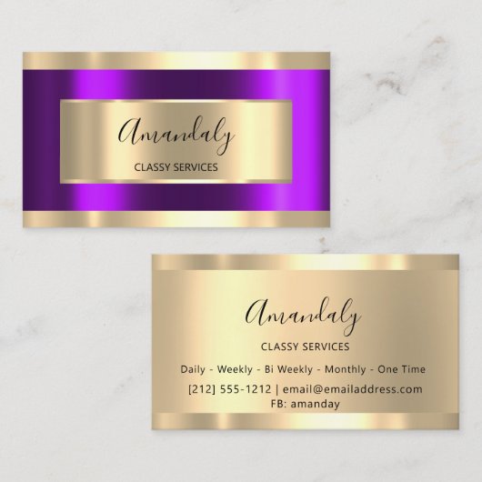 Paars Gold-omhuld ellegant Professional-model Visitekaartje (Voorkant / Achterkant)