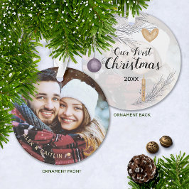 Paars Gold op maat van onze eerste kerstfoto Ornament
